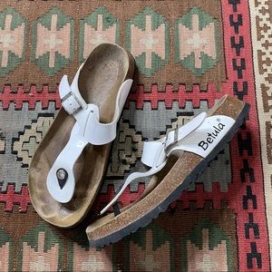 Betula white patent leather sandals by Birkenstocks-Gizeh